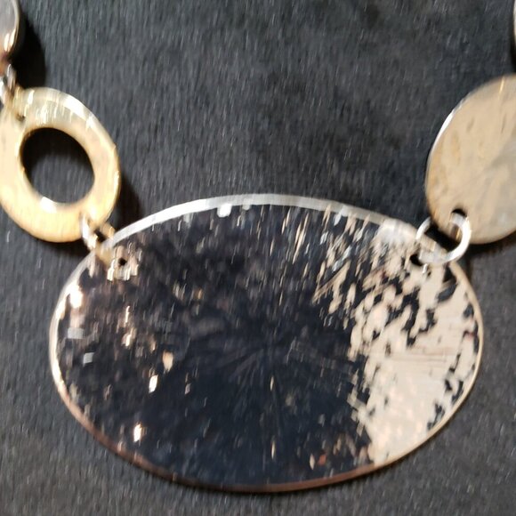 Womens Multi Tone Large Hammered Link Boho Necklace Jewelry with Lobster Clasp - Picture 5 of 7